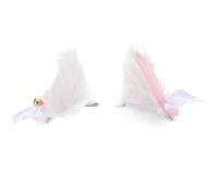 Barrettes Oreilles de Chat 1 Paire en Flanelle Polyester Fer | Blanc et Rose, Usage Cosplay et Divertissement, Style Mignon pour Conjoint ou Compagnon