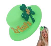 Barrettes Pour Le Jour De La Saint-Patrick | Accessoire de Tête Festif Saint-Patrick - Chapeau Haut De Forme Vert Avec Trèfle | Pour Femmes Filles Ados Événement Soirée Photo Quotidien