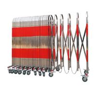 Barricade extérieure extensible - Clôture de signalisation pliable en acier inoxydable avec roulettes pour la sécurité des allées (1,3 x 9 m) - Portable, durable, facile à utiliser