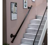 Barrier D'Escalier Noir, Brackets de Balustrade D'Escalier Kit Complet Bannister D'Escalier En Fer Forgé En Métal Monté Au Mur Pour Les Marches Ou Les Escaliers/2Ft/60Cm