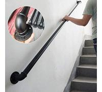 Barrier D'Escalier Noir Mat, Railings D'Escalier de Tuyau En Fer Forgé Antidérapant, Bannière Pour Les Personnes Âgées Handicapées/250Cm