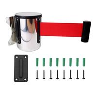 barrière à cordes, Barrières de sécurité for le contrôle des foules, fixation murale portable, ruban rouge 10 m, for écoles, aéroports, hôtels, aires jeux