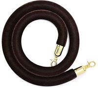 Barrière à cordes pour files d'attente Corde de barrière de contrôle des foules de 1,2 pouce de diamètre et 5 pieds de longueur avec clips métalliques multicolores(Brown)