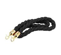 Barrière à cordes pour files d'attente Corde de barrière de contrôle des foules multicolore 0,6-3 m en nylon chanvre avec crochets en acier inoxydable(Black,Length 1.2M/4Ft/47In)