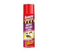 BARRIERE A INSECTES Aérosol contre les Guêpes, Frelons, Taons, Prêt à l'emploi, 400 ml, BARGUEP400