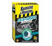 BARRIERE A RONGEURS Blocs-Appât Contre l'invasion des Rats & Souris, Prêt à l'emploi, 15 Blocs, BARASOBLOC300, Noir