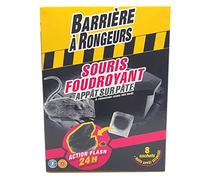 BARRIERE A RONGEURS Rodenticide contre les Souris, Foudroyant, Appât sur pâte, Avec boîte appât intégrée, 80 g, BARSOUF80, Noir