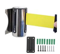 Barrière à sangle rétractable, Barrière murale rétractable avec ceinture jaune, en acier inoxydable, 2 à 10M, for l'intérieur et l'extérieur(5M/16.4FT)