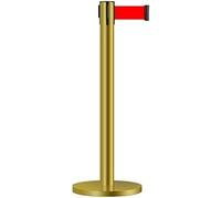 Barrière à sangle rétractable, poteau de contrôle de foule robuste avec garde-corps en acier inoxydable épais, système de gestion de file d'attente Gold de 5 m
