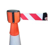 Barrière à sangle rétractable pour la gestion du trafic - Dispositif de sécurité monté sur cône, idéal pour bloquer l'accès piétonnier et les zones de circulation, solution durable, facile à