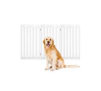 COSTWAY Barrière Autoportante pour Chien 3 Panneaux en Bois Charnières Métalliques à 360° sans Perçage pour Maison Escaliers Blanc