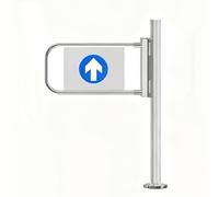 Barrière basculante automatique en acier inoxydable à double voie, porte de sécurité à fermeture automatique, porte d'entrée piétonne ouverte à 180° (90 cm x 100 cm) pour marchés et espaces publics