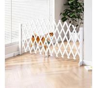 Barrière Chien Autoportante Bois Extensible Pliable, Barrière Sécurité Robuste Antidérapante Pose Facile, Isolation Chiot Intérieur Extérieur Escalier et Porte(White,100x91cm/39.4x35.8in)