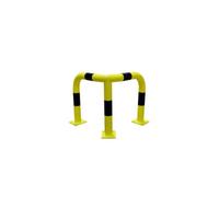 Barrière d'angle avec platine de fixation tube acier D76mm H600mm noir/jaune - VISO - BARA6066NJ