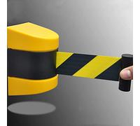 Barrière de Ceinture Murale Fixe, barrière de Corde rétractable avec boîtier ABS, Ruban de contrôle des foules, cloison de Corde pour Guide, Ceinture Jaune/Noire (2 m) (3 m)