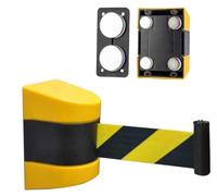 Barrière de ceinture rétractable murale, ruban de contrôle des foules magnétique de 2 m/5 m/10 m, descente et récupération lentes, boîtier ABS, for aéroports, magasins de détail(10m/32.8ft)