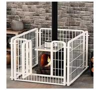 Barrière de cheminée autoportante Clôture de sécurité en métal Barrière anti-brûlure Pare-feu pour la sécurité des chiens et chats Cage pour animaux(Blanc,140 * 70 * 80cm)
