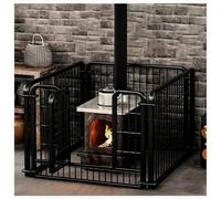 Barrière de cheminée autoportante Clôture de sécurité en métal Barrière anti-brûlure Pare-feu pour la sécurité des chiens et chats Cage pour animaux(Zwart,80 * 80 * 80cm)