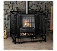 Barrière de cheminée autoportante Grille métallique anti-brûlure Pare-feu pour la sécurité des chiens et chats Cage pour animaux(Zwart,50 * 50 * 50cm)