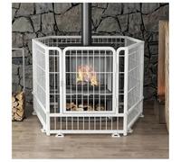 Barrière de cheminée autoportante Grille métallique anti-brûlure Pare-feu pour la sécurité des chiens et chats Cage pour animaux(Blanc,120 * 60 * 60cm)