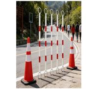 Barrière de Circulation de Barres de cône de Circulation rétractables, Poteau de Connexion de cône de Route hautement réfléchissant for la sécurité routière (Paquet de 5)(Red)