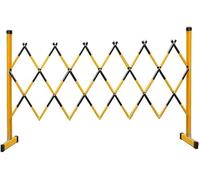 Barrière de circulation rétractable, barrière métallique rétractable sur roues pour la gestion des foules et du trafic, facile à déplacer. Barrière métallique extensible, jaune et noir, 1,2 x 7 m.