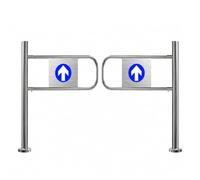 Barrière de Contrôle d'Accès Piéton, Acier Inoxydable 201 Portillon Manuel | Portillon Pivotant Sens Unique pour Entrées de Magasins et Zones Commerciales(Double-Door 2m/78.7in)