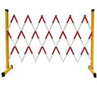 Barrière de contrôle de foule extensible avec roues - Barrière de circulation portable pour chemins de passage, design pliable, taille du cadre de poteau ferme : 1,2 m x 1,5 m (3,9 pi x 4,9 pieds)