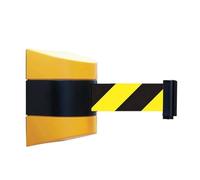 Barrière de contrôle des foules - 3 m, 5 m, 7 m, 10 m de long - Fixation murale rétractable avec ceinture d'avertissement rayée jaune/noire pour zones séparées pour décoration sur le thème du tapis