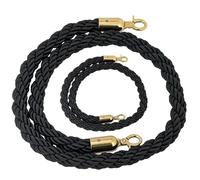 Barrière de corde de contrôle de foule avec crochets torsadés en corde de chanvre de 1/1,5/2/2,5 m, séparateur de file d'attente pour la gestion d'événements, barrière de corde noire pour contrôle de
