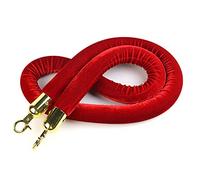 Barrière de file d'attente suspendue par des poteaux de guidage, barrière en velours brillant avec âme en mousse souple et extrémités à pression, contrôle des foules(Red,2.5m/98inch/8.2ft)