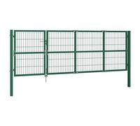 Barrière de jardin avec poteaux, 350 x 120 cm, vert acier, solution de clôture durable pour espaces extérieurs, barrière de confidentialité et de sécurité, pour les maisons et les jardins