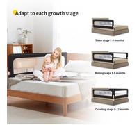 Barrière de lit bébé 1Pcs - XUANYU - 180*70*26 cm - Barre latérale pliante et ajustable - Fer+Tissu Oxford Noir