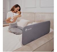Barrière de lit bébé LIONELO Lora - 105 x 45 cm - Pliable - Cadre sûr et stable - Légère - Sac de transport - Gris
