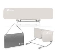 Barrière de lit bébé LIONELO Lora XL - 150 x 45 cm - Pliable - Cadre sûr et stable - Légère - Sac de transport - Beige