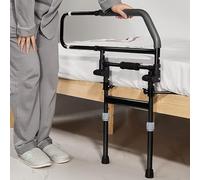 Barrière de lit de Sécurité, Poignée de lit de sécurité pliable, Barre d'appui de prévention des chutes, Canne de lit, Barre de lit réglable en hauteur pour les personnes âgées avec support au sol, Fa
