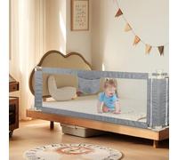 Barriere de Lit Enfants Barrière de Lit Portable Bébé Barrière de Sécurité de Lit Enfant Rail de Lit Anti-Chute pour Bébés,barrière de lit pour Enfants en Bas âge-2024 Nouvelle édition (gris,180cm)