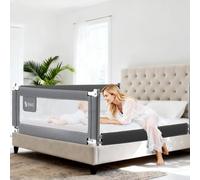 Barrière de Lit Enfants Bébés Protection Bord de Lit pour Sécurité des Enfants Bébés Portable Bedrail Safetyguard (Gris, 190CM)