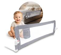 Barrière de lit NooMii pour jeunes enfants, 150 cm, filet respirant, pliable à 180°, ancrage renforcé, pour lits Queen, double et King Size (Gris)