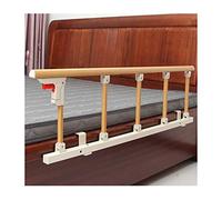 Barrière de lit pliable pour personnes âgées - Protection latérale de sécurité - En alliage d'aluminium - Grain de bois jaune - Qualité hospitalière - Poignée d'assistance - Garde-corps de lit avec