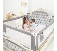 Barrière de Lit Portable Bébé - 80" Très grand Rails de lit pour tout petits pour matelas jumeaux, double, pleine grandeur Queen & King(gris, 1 côté) (Gris, 150CM)