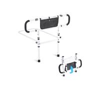 VEVOR Barrière de Lit pour Adultes Personnes Âgées Pliable 180° Rail de Lit d'Assistance Protection Latérale Charge 204 kg Poignée Réglable à 4 Niveaux Poche de Rangement pour Lit Double King Queen