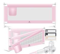 Barrière de lit pour enfant - KESSER - 150 cm - Rose - Hauteur réglable sur 20 positions - Convient aux matelas 5-25 cm