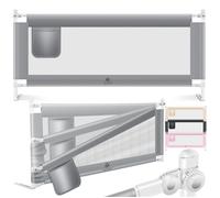 Barrière de lit pour enfant - KESSER - 180 cm - Hauteur réglable 72-96 cm - Gris clair - 20 positions