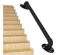 Barrière de Main Pour Escalier Fer Forgé Barrière de Main Industrielle Escaliers Barrière En Métal Loft Corridor Wall Banister Noir Rails D'Escalier de Sécurité/70Cm