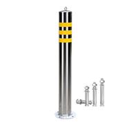 Barrière de Parking 39.4 en acier inoxydable Bollard de sécurité, barrières stationnement avec bandes réfléchissantes jaunes et boulons d'ancrage à anneau suspendu(8 Packs,100x11.4cm/39.4x4.5")