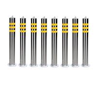 Barrière de Parking 8 paquets d'acier lourd de sécurité Bollard Post, bande réfléchissante Barrière stationnement, utilisé pour les parkings et écoles(75x6.3cm/29.5x2.5")
