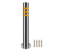 Barrière de Parking Barrière de stationnement avec 4 boulons d'ancrage, une bande réfléchissante jaune, borne sécurité en acier inoxydable(1pcs,100x7.6cm/39.4x3")