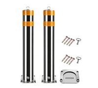 Barrière de Parking Borne De Sécurité 2 Pièces Avec Bande Réfléchissante Et Boulon D'ancrage, Barrière Stationnement Amovible En Acier Inoxydable, Pour Allées Piétonnes(100x7.6cm/39.3x3in)