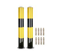 Barrière de Parking Borne de sécurité solaire extérieure en 2 pièces, barrière de stationnement en acier avec bandes réfléchissantes et boulons d'ancrage(Yellow,100X11.4CM/39.3x4.5in)